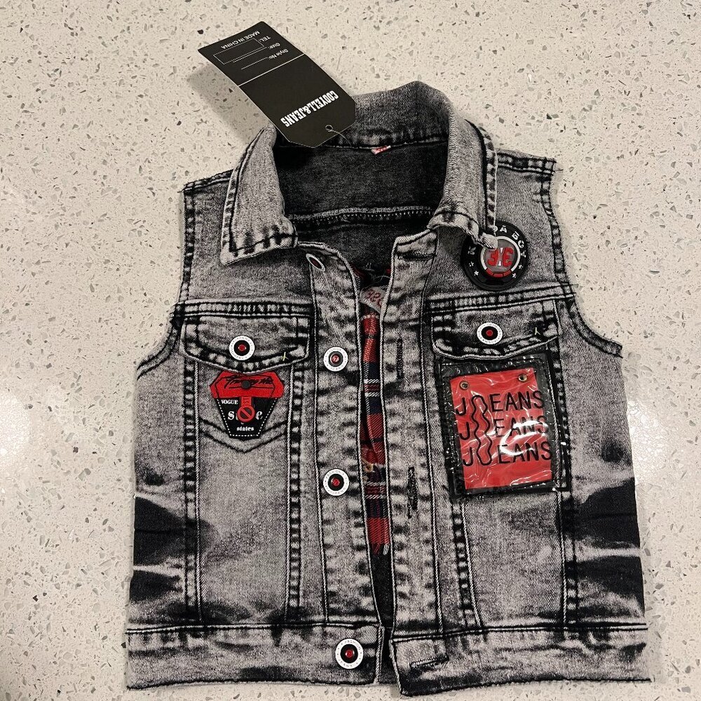 20% off $40+ | NWT COOYELL & JEANS Black Denim Vest | Acid Wash | Size 10 Kids